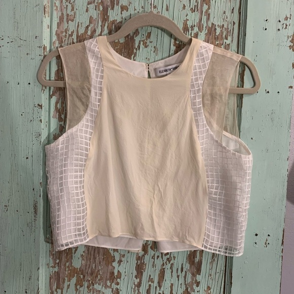 Women’s Elizabeth and James cream and white cropped top with mesh detailing - Picture 1 of 6